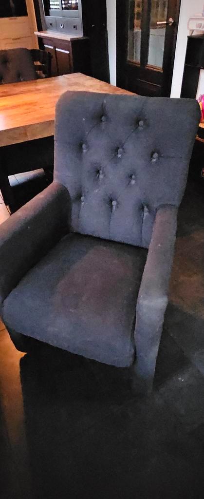 Zwarte fauteuil van UrbanSofa 4 st, Huis en Inrichting, Stoelen, Gebruikt, Eén, Stof, Grijs, Ophalen