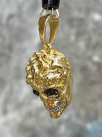 14k Gouden Skull Hanger, Nieuw, Ophalen of Verzenden, Met edelsteen, Goud