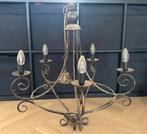 Bruine kroonluchter met 5 lampen - brocante, Ophalen, Zo goed als nieuw