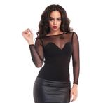 Collectif - Morticia Top - Maat M - Rockabilly - Gothic, Maat 38/40 (M), Collectif, Zwart, Ophalen of Verzenden