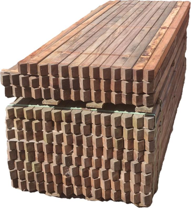 Hardhouten palen geschaafd 6.4x6.4 cm, Tuin en Terras, Palen, Balken en Planken, Nieuw, Palen, 250 cm of meer, Ophalen