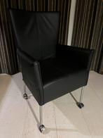 4 HVS Mega Verrijdbare leren stoelen met verstelb.rugleuning, Ophalen, Gebruikt, Zwart, Leer