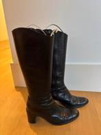 Zwarte leren hoge laarzen met rits en hak maat 381, Kleding | Dames, Ophalen of Verzenden, Gedragen, Zwart, Hoge laarzen