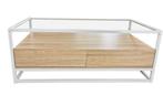 Salontafel - stoer industrieel vintage - metaal wit hout, Ophalen, 100 tot 150 cm, Nieuw, 50 tot 100 cm