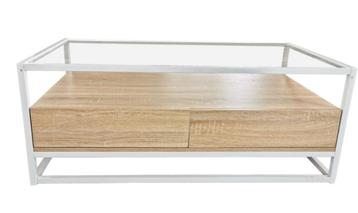 Salontafel - stoer industrieel vintage - metaal wit hout beschikbaar voor biedingen