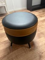 Vintage naaipoef leer, Ophalen, Minder dan 50 cm, Zo goed als nieuw, Vintage