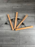 Houten Kledinghangers met Klemmen - Set van 4, Kleding | Dames, Kledinghangers, Ophalen, Zo goed als nieuw, Hout, Volwassenen