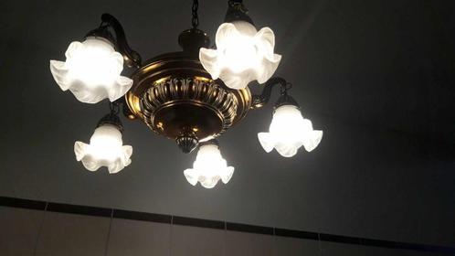 Antieke 5-arms plafondlamp, Antiek en Kunst, Antiek | Lampen, Ophalen