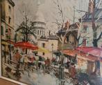 F. Claver (1918-1968) Straatbeeld Sacré Coeur Parijs-Aquarel, Ophalen of Verzenden