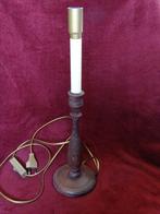 Oude houten tafellamp vintage kaarslamp, Minder dan 50 cm, Gebruikt, Ophalen of Verzenden, Hout
