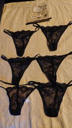 6 donkere strings maat xs, Verzenden, Zwart, String