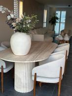 Travertin Eettafel Sorano - 160 t/m 240cm, Ophalen, 50 tot 100 cm, Vijf personen of meer, Ovaal