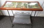 brocante lektuurbak eiken / smeedijzer met tegeltjes, Huis en Inrichting, Woonaccessoires | Krantenbakken en Lectuurbakken, Ophalen of Verzenden