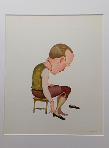 Figuratief Schilderij - Man met Schoenen beschikbaar voor biedingen