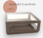 Eleonora Salontafel Liam Mangohout en Glas – Zwart /Bruin, 50 tot 100 cm, Minder dan 50 cm, Nieuw, Glas