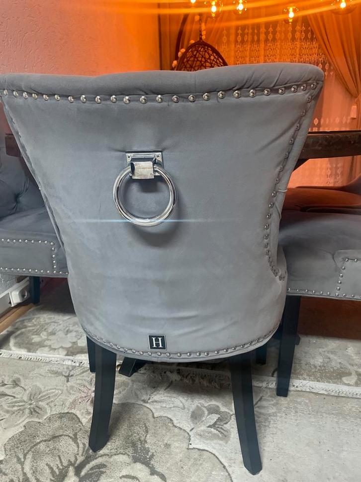 Luxe grijze stoel met ring, Huis en Inrichting, Stoelen, Zo goed als nieuw, Eén, Stof, Grijs, Ophalen of Verzenden