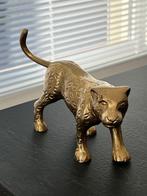 Panter beeld messing goudkleurig metaal, Verzamelen, Beelden en Beeldjes, Ophalen of Verzenden, Gebruikt, Dier