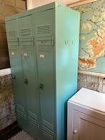 Vintage metalen locker kast 3 deurs turqoise 180x90x50, Huis en Inrichting, Ophalen, Gebruikt, Vintage Industrieel retro
