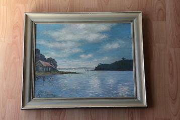 Prachtig mooi Olieverf Schilderij Zeezicht. beschikbaar voor biedingen