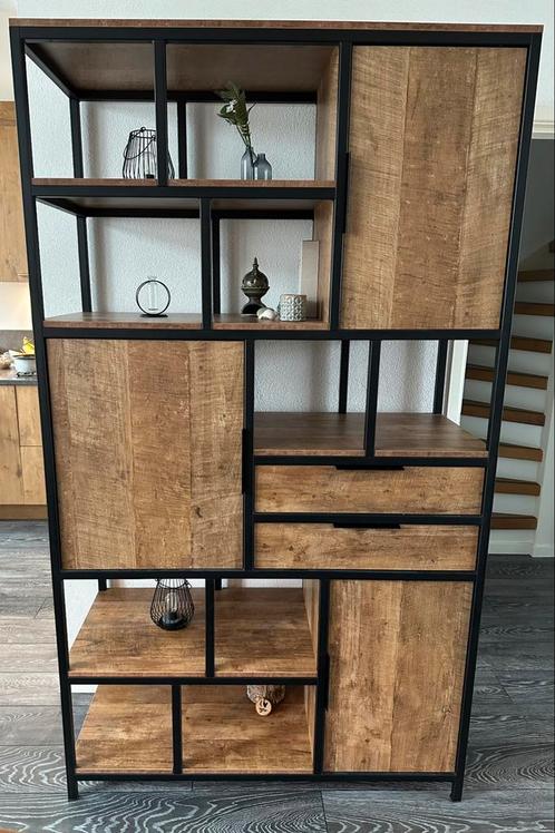 Bay wandkast Old teak vakkenkast., Huis en Inrichting, Kasten | Wandmeubels, Zo goed als nieuw, Minder dan 150 cm, 25 tot 50 cm