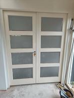 Dubbele deur met glaspanelen, Doe-het-zelf en Verbouw, 80 tot 100 cm, Ophalen of Verzenden, 200 tot 215 cm, Binnendeur
