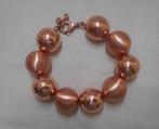 Zilveren Rosé goud vergulde grote bollen armband nr.725, Verzenden, Zo goed als nieuw, Goud, Zilver