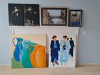 Verzameling kunstwerken voor aan de muur teab, Antiek en Kunst, Kunst | Schilderijen | Abstract, Ophalen of Verzenden