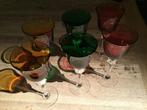 Gekleurde kristallen wijnglazen, Ophalen of Verzenden