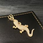14 karaat gouden hanger hagedis model, Ophalen of Verzenden, Zo goed als nieuw, Goud