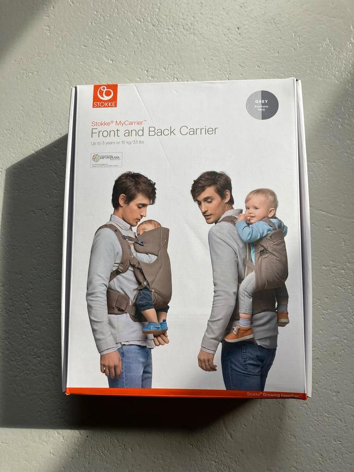 Stokke MyCarrier Draagzak - Grijs ZGAN, Kinderen en Baby's, Babydragers en Draagdoeken, Zo goed als nieuw, Draagzak, Buik of Rug