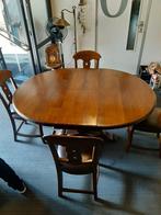 Eethoek, tafel rond 123x123x76,ovaal 156x123,stoelen 4 stuks, Ophalen, Gebruikt
