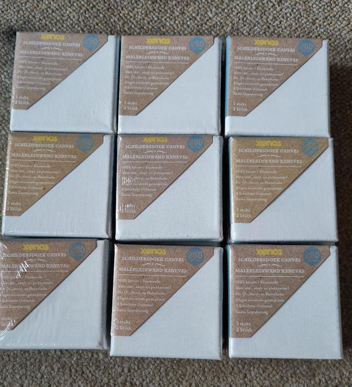 Schilders canvas doek 10x10 cm 27 stuks, Hobby en Vrije tijd, Schilderen, Nieuw, Doek, Ophalen of Verzenden