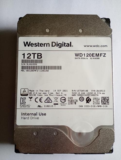 12TB Western Digital in prima staat, Computers en Software, Harde schijven, Gebruikt, Desktop, Intern, HDD, SATA, Ophalen of Verzenden