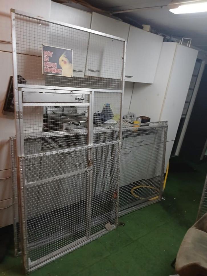 Voillere compleet (panelen) en uitvliegkooi, Dieren en Toebehoren, Vogels | Hokken en Kooien, Gebruikt, Volière, Aluminium, Ophalen