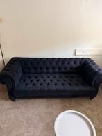 Vintage Zwarte Stoffen Bank, Ophalen, Gebruikt, 75 tot 100 cm, Rechte bank