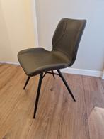 6 groene (nep)lederen eetkamerstoelen, Huis en Inrichting, Stoelen, Ophalen, Gebruikt, Overige kleuren, Metaal