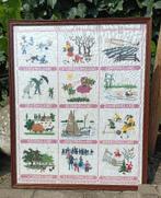 Hand geborduurd schilderij met oud Romeinse naam maanden, Ophalen of Verzenden, Gebruikt, Handborduren, Overige typen