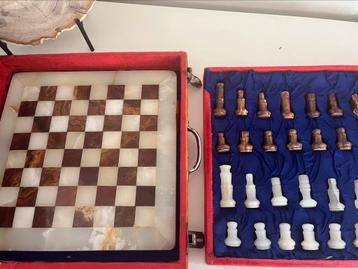 Antiek vintage marmer handgemaakt schaalspel compleet beschikbaar voor biedingen