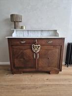 Antieke vintage commode dressoir kast eikenhout marmer blad, Huis en Inrichting, Ophalen, 100 tot 150 cm, Eikenhout, Zo goed als nieuw