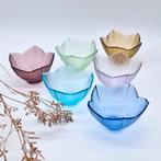 Vintage Glazen Kommen Set - Bloemvorm Jaren '80, Schaal, Ophalen of Verzenden, Overige vormen, Glas
