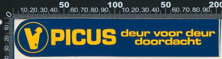 Sticker: Picus - Deur voor deur doordacht, Verzamelen, Stickers, Zo goed als nieuw, Bedrijf of Vereniging, Verzenden