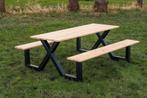 Douglas picknicktafels met stalen X frame, Nieuw, Rechthoekig, Ophalen of Verzenden, Hout