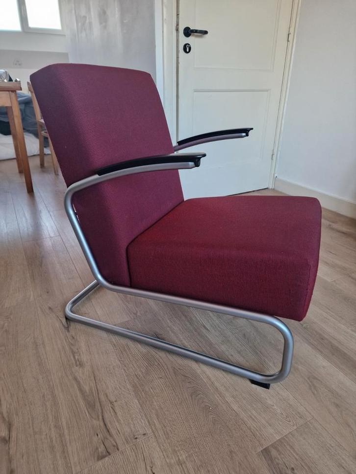 Gispen 405 fauteuil, Huis en Inrichting, Fauteuils, Gebruikt, Metaal, Stof, 50 tot 75 cm, 75 tot 100 cm, Ophalen of Verzenden