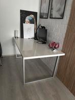 Witte hoogglans eettafel 150x90 cm, Ophalen, 100 tot 150 cm, 50 tot 100 cm, Zo goed als nieuw