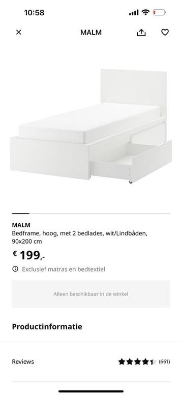 Malm Ikea bed zonder hoofdbord