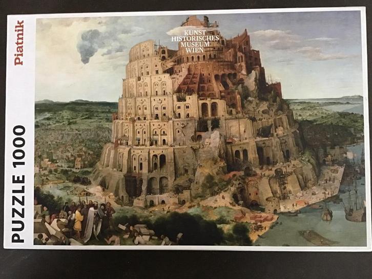Piatnik Puzzel Toren van Babel Pieter Bruegel Sr 1000 st, Hobby en Vrije tijd, Denksport en Puzzels, Zo goed als nieuw, Legpuzzel
