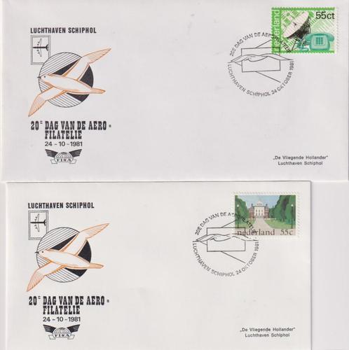 Nederland 1981 Dag van de Aero Filatelie Schiphol Vogel 2x, Postzegels en Munten, Brieven en Enveloppen | Nederland, Envelop, Ophalen of Verzenden