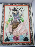 4 Balinese schilderijen op linnen, Ophalen of Verzenden