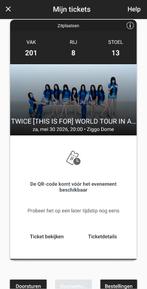 Twice concert ticket, zitplek, Ziggo dome, zaterdag 30 mei, Eén persoon, Mei