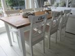 mooie tafel met naturel blad en 6 stoelen chair zgan, Huis en Inrichting, Ophalen, Eikenhout, 50 tot 100 cm, Zo goed als nieuw